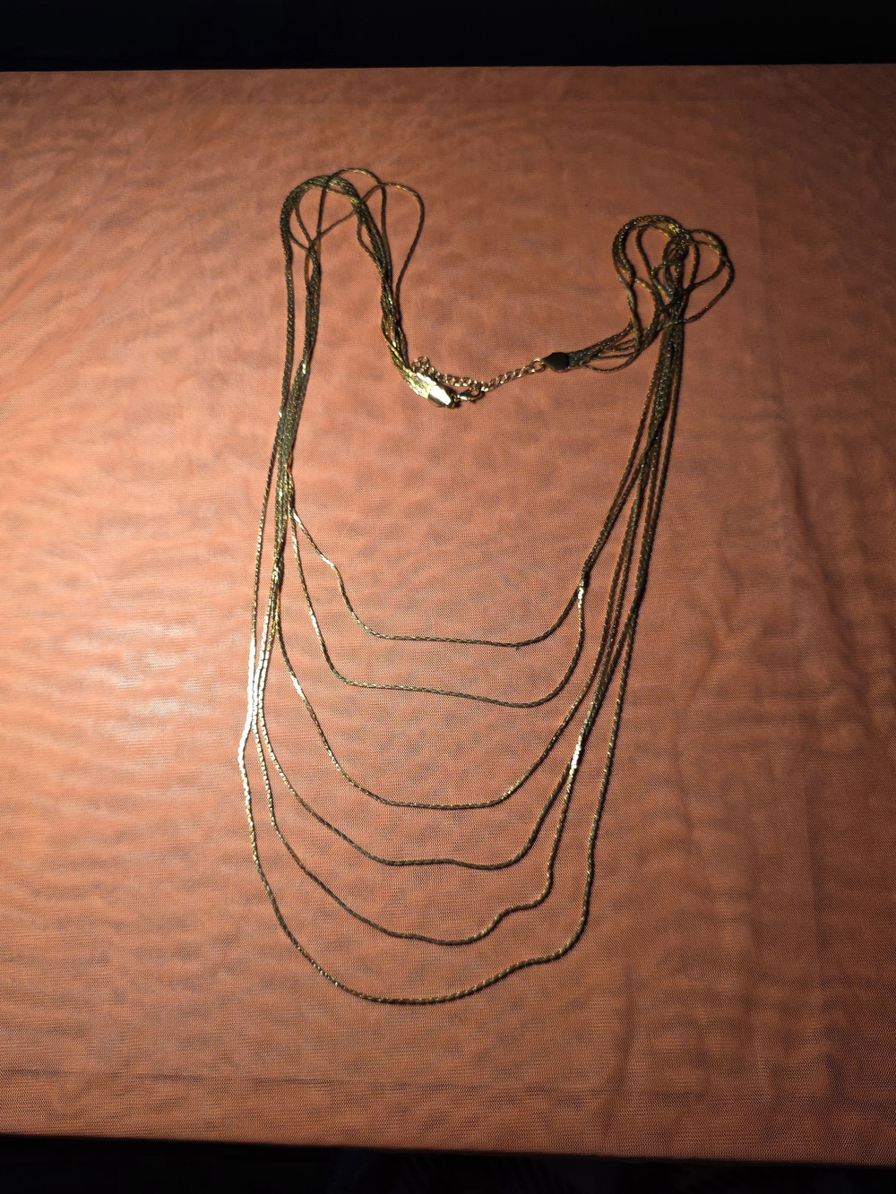 Multi-Strand Gold Tone Layered Necklace for Women